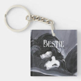 Grens Collie Vastleggen Schilderij Gepersonaliseer Sleutelhanger