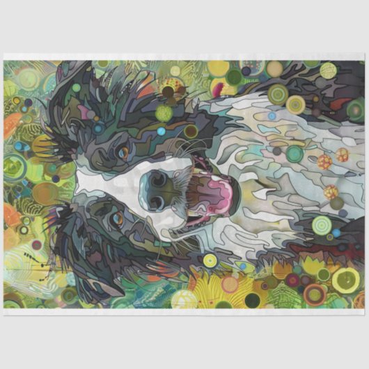 Grens Collie Vivid Schilderen Decoupage Tissuepapier (Voorkant)
