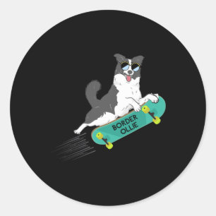Grens Ollie Grappige Pun Grappen Hond Skateboarden Ronde Sticker