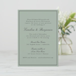 Grens Script Elegant Trouwen Olijfgrijs RSVP Kaart