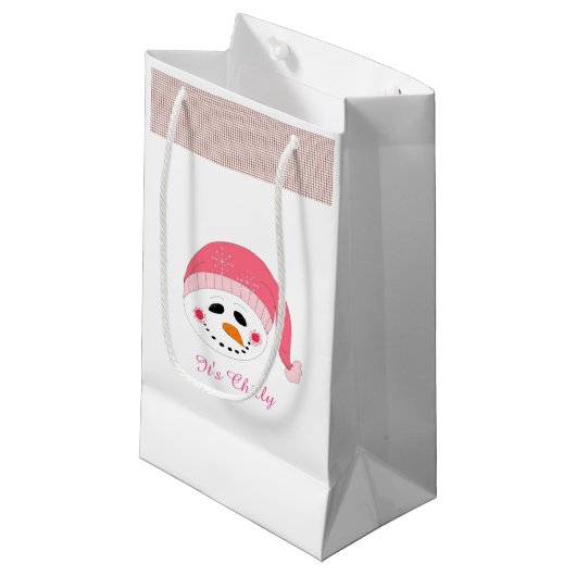 Grens Snowman met WinterGezegde Klein Cadeauzakje (Voorkant Gekanteld)