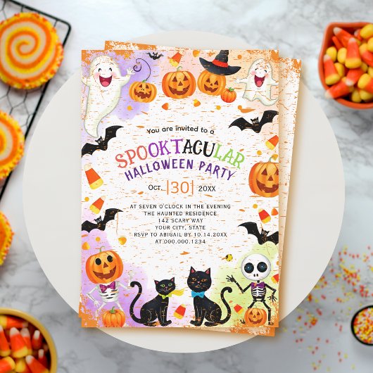 Grens van Halloween elementen kinder feestuitnodig Kaart