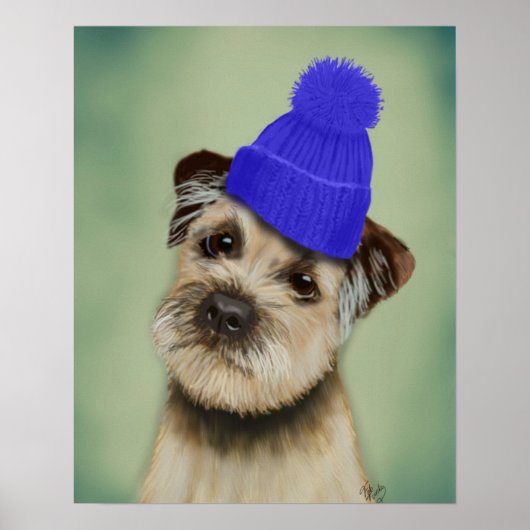 Grensdrager met blauw Pet voor Klossen Poster (Voorkant)