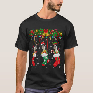 Grenskolonie in Sock Xmas Reindeer Santa ELF Dog T-shirt