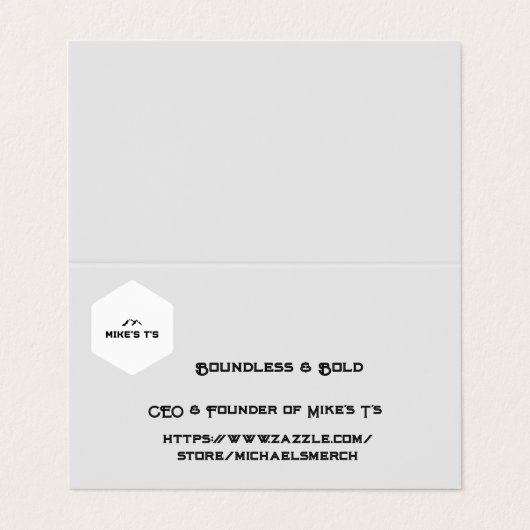 Grenzeloos en vet visitekaartjes (Buitenkant ongevouwen)