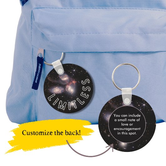 Grenzeloos Inspirerend gepersonaliseerd bericht Sleutelhanger