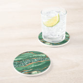 Grès Agate Green Gold Sparkle Dessous de verre en marbr (Côté)