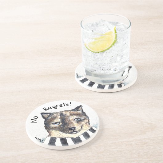 Grès Aucun dessous de verre en pierre de chat Regrets (Côté)