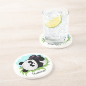Grès Cute Panda nom personnalisé dessous de verre en gr (Côté)