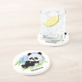Grès Cute Panda nom personnalisé dessous de verre en gr (Côté)
