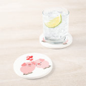 Grès De mignons cochons en Dessous de verre d'amour (Côté)