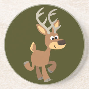 Grès Dessous de verre de cerfs en caricature mignon