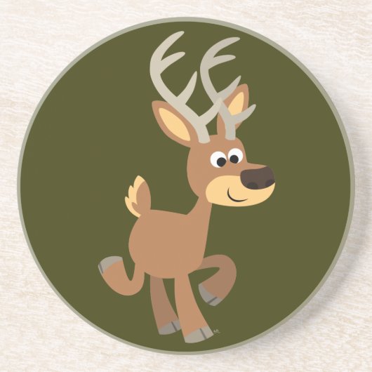 Grès Dessous de verre de cerfs en caricature mignon (Devant)