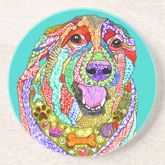 Grès Dessous de verre de chien mâché en bleu (Devant)