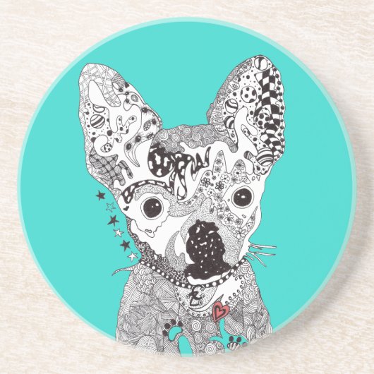Grès Dessous de verre de chien mâché en bleu (Devant)