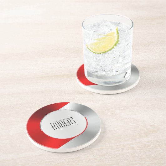 Grès Dessous de verre de conception géométrique en méta (Côté)