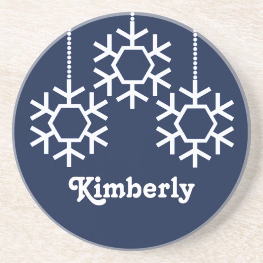 Grès Dessous de verre de flocons de neige en chute, ble (Devant)