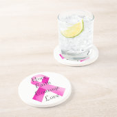 Grès Dessous de verre de foi en ruban rose (Côté)