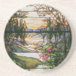 Grès Dessous de verre de jardin de l'eau en verre