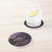 Grès Dessous de verre en agate géode monogramme violet (Côté)