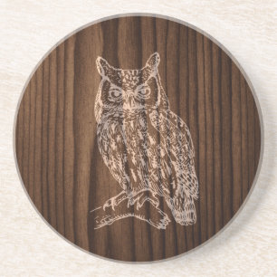 Grès Dessous de verre en bois de pierre de hibou de