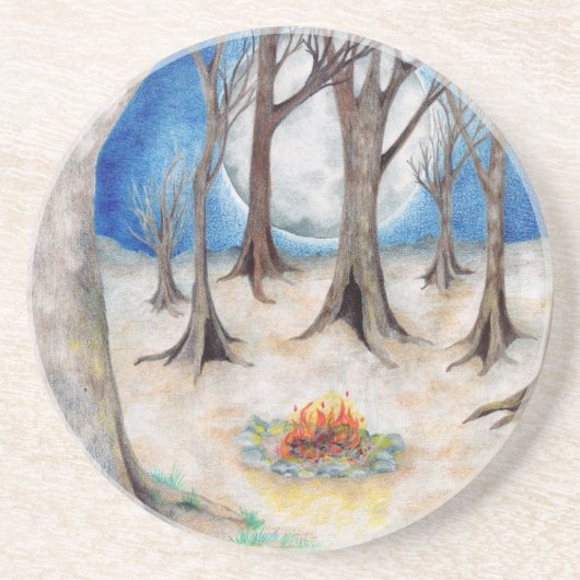Grès dessous de verre en pierre "Coven d'arbres" (Devant)