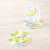 Grès Dessous de verre en pierre d'aquarelle citron (Côté)