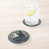 Grès Dessous de verre en pierre de chat noir Art nouvea (Côté)