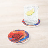 Grès Dessous de verre en pierre de Rose marbré Abstrait (Côté)