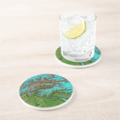 Grès Dessous de verre en pierre de sable bleu aqua abst (Côté)
