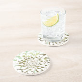 Grès dessous de verre en pierre fleur de dahlia - rond (Côté)