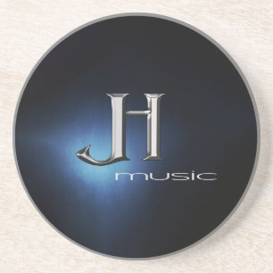 Grès Dessous de verre en pierre - Logo de musique JH