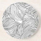 Grès Dessous de verre en pierre Motif de vague monochro (Devant)