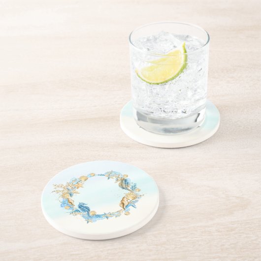 Grès Dessous de verre En Pierre Plage Seashell Thème Bl (Côté)