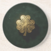 Grès Dessous de verre en pierre verte avec trèfle celti (Devant)