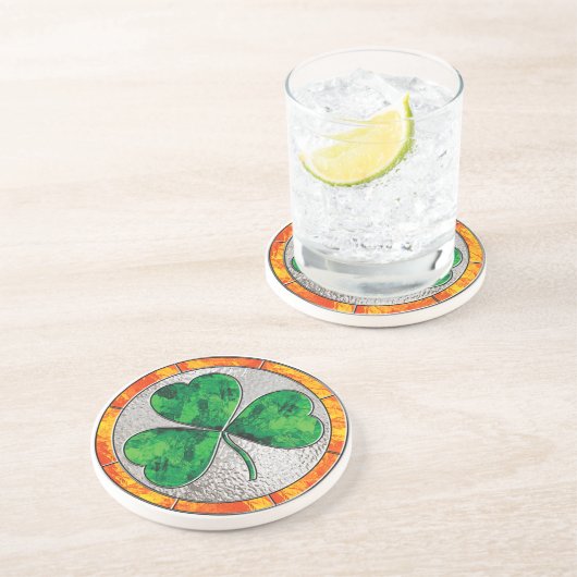 Grès Dessous de verre en verre de shamrock (Côté)