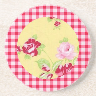 Grès Dessous de verre En vichy rose