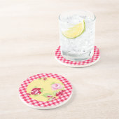 Grès Dessous de verre En vichy rose (Côté)