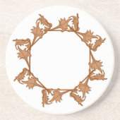 Grès Dessous de verre - Feuilles en Cercle (octogone) (Devant)