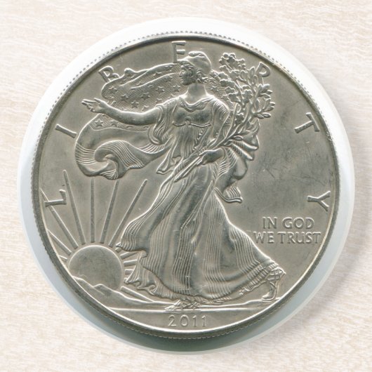 Grès Dessous de verre Lady Liberty en argent Dollar (Devant)