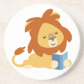 Grès Dessous de verre Lion de dessin animé en lecture m (Devant)
