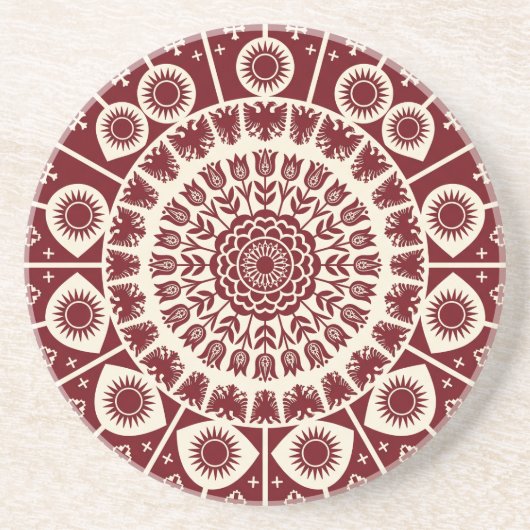 Grès Dessous de verre mandala représentant un aigle en (Devant)