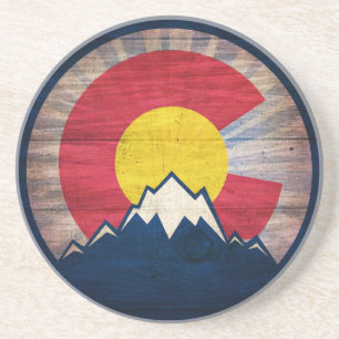 Grès dessous de verre montagneux du Colorado en bois ru