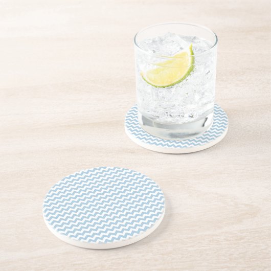 Grès Dessous de verre rond en grès, Chevrons Bleus et B (Côté)