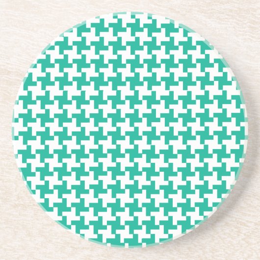 Grès Dessous de verre rond en grès, Dogtooth vert émera (Devant)