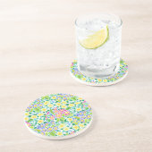 Grès Dessous de verre rond en grès, Joli Motif Primrose (Côté)