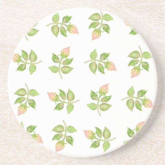 Grès Dessous de verre rose et blanc Rosebud en mini-imp (Devant)