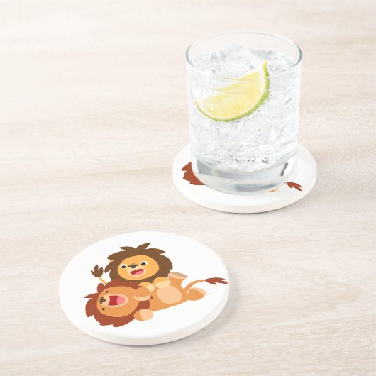 Grès Deux Joli Dessous de verre de caricatures en jeu (Côté)