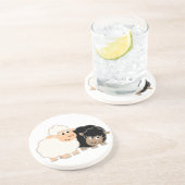 Grès Deux mignons Dessous de verre en mouton cartonné (Côté)