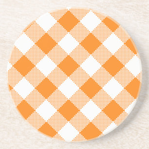 Grès en vichy série : Dessous de verre orange 1 de plus